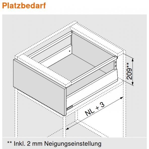 MERIVOBOX Längsreling, NL=550 mm, links/rechts, oriongrau, ZR4.550RS.E